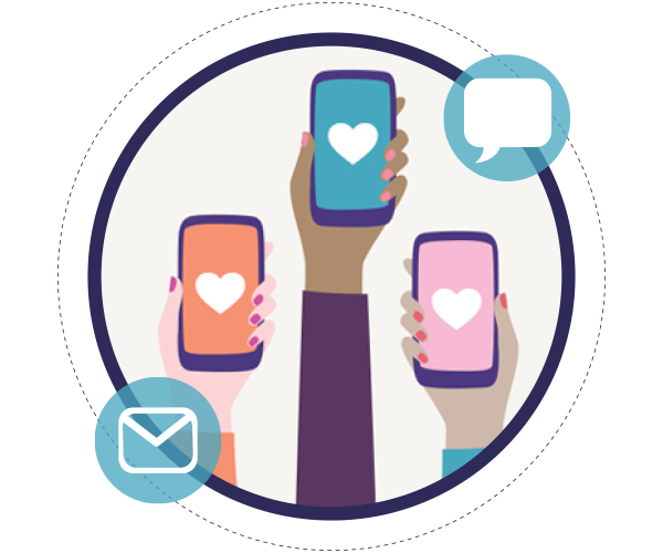 A brightly coloured call-to-action icon.