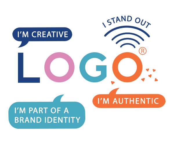A colour icon which spells out the word "Logo" and notes how a logo could speak volumes about your business. Designed by Amanda Dantuma